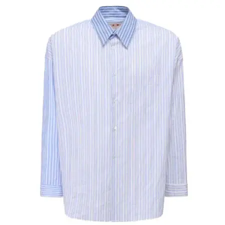 MARNI(マルニ) ライトブルー オーガニックポプリン製ミックスストライプシャツ