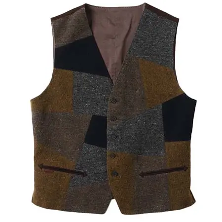 Papas(パパス) ローモンドウール/リネン平織ネップツイード ベスト