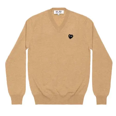 PLAY COMME des GARCONS(プレイコムデギャルソン) V-Neck Sweater With Black Medium Emblem X Black Rhinestone