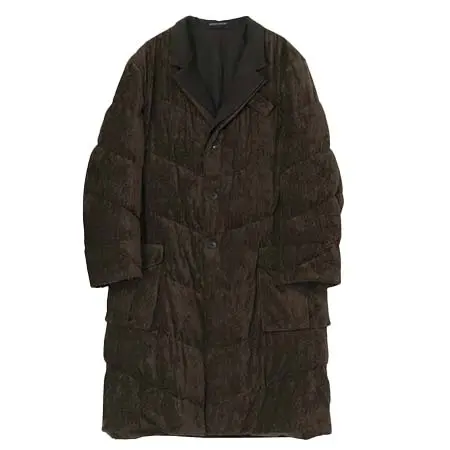 Yohji Yamamoto(ヨウジヤマモト) LINEN VELVET 3 BUTTONS DIAGONAL PADDED LONG JACKET