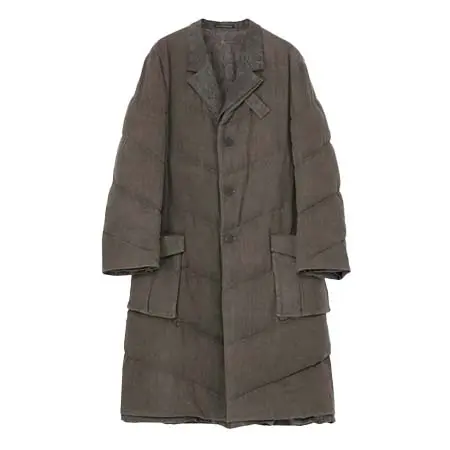 Yohji Yamamoto(ヨウジヤマモト) SILK LINEN 3BUTTONS DIAGONAL PADDED LONG JACKET