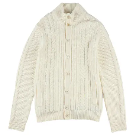 ZANONE(ザノーネ) ウール・スリムフィットスタンドカラーカーディガン ミルク