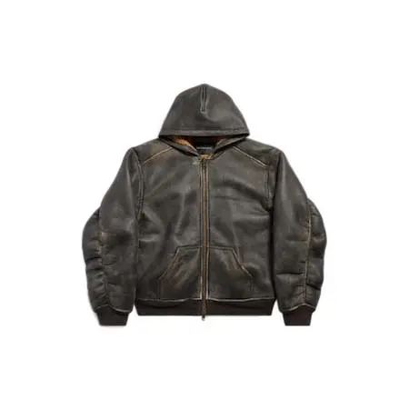 BALENCIAGA PARKA(バレンシアガ) パーカー シアリング ジップアップ Hoodie ラージフィット で ブラウン