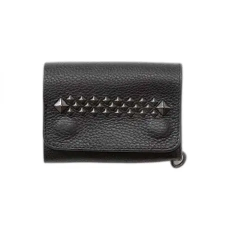 Calee WALLET(キャリー) 財布 BLACK STUDS LEATHER FLAP HALF WALLET＜EXCLUSIVE＞