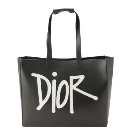 DIOR AND SHAWN(ディオールアンドショーン) コラボ メンズ ロゴ レザー トートバッグ ブラック