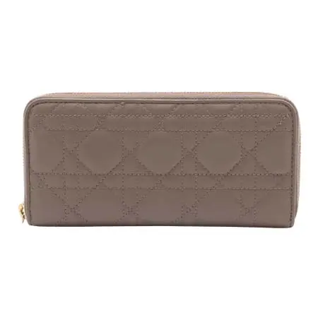 DIOR WALLET(ディオール) 財布 レディディオール カナージュ レザー ラウンドジップウォレット ベージュ