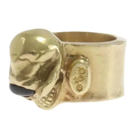 STOP LIGHT RING(ストップライト) リング K18 Skull Ring 全金スカルリング オニキスカスタム