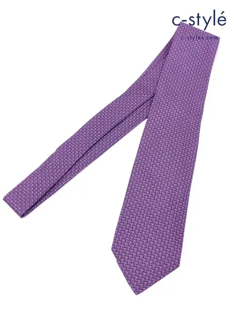 HERMES エルメス ネクタイ パープル系 シルク100％ フランス製