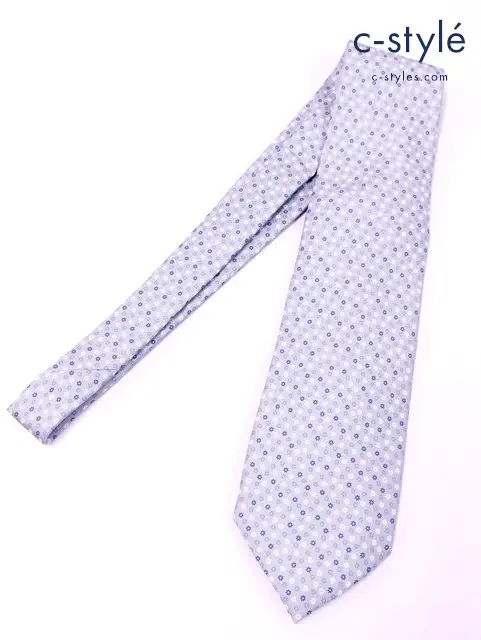 E.MARINELLA NAPOLI マリネッラナポリ ネクタイ グレー系 花柄 シルク100％ イタリア製