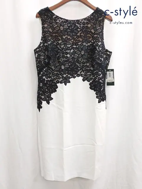 LAUREN RALPH LAUREN ローレンラルフローレン ワンピース 14 ホワイト×ブラック レース レディース