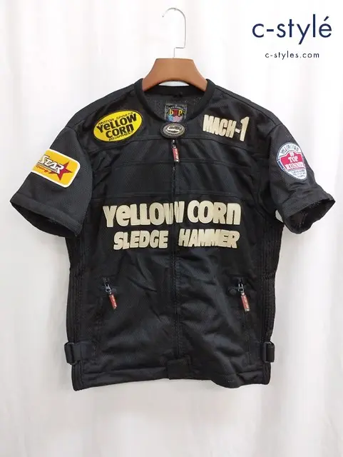 YELLOW CORN イエローコーン 半袖メッシュジャケット LL ブラック BB-5112
