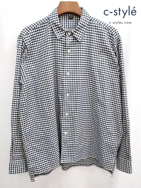 45R フォーティファイブアール ギンガムチェックシャツ 4 ブルー×ホワイト 長袖 綿100％ 日本製