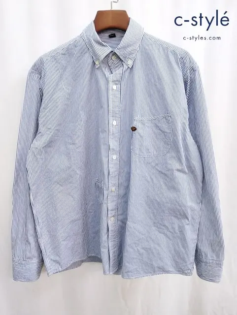 45R フォーティファイブアール シャツ 4 ブルー×ホワイト ストライプ 長袖 綿100％ 日本製