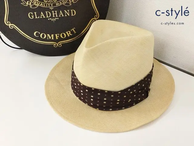 GLAD HAND グラッドハンド ストローハット 58cm ベージュ系 中折れハット