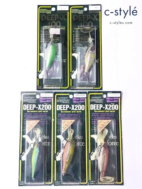 megabass メガバス DEEP-X 100 CRACK-LINE-CHART YMC / DEEP-X 200 GPクラックサンド 等 計5点 ミノー