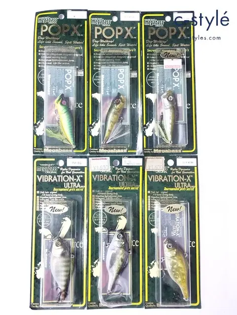 megabass メガバス POP X 3点 / VIBRATION-X ULTRA 3点 ルアー 計6点 GG PEACOCK / PM-BG 等