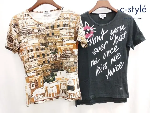 Vivienne Westwood MAN ヴィヴィアンウエストウッドマン Tシャツ 44 マルチカラー ブラック 綿100% 総柄