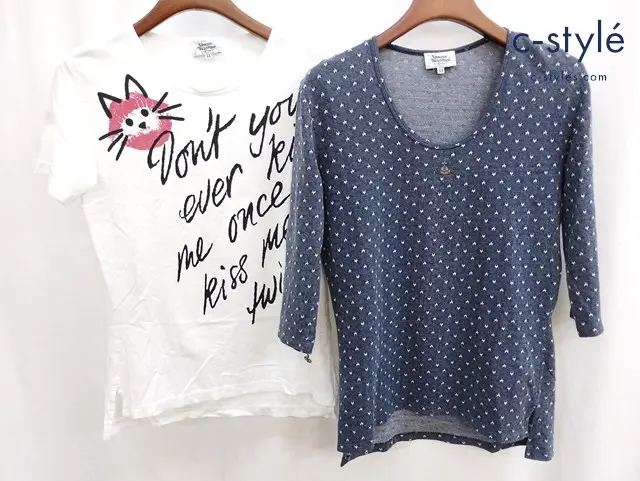 Vivienne Westwood MAN ヴィヴィアンウエストウッドマン Tシャツ 44 ブルー系 ホワイト プリント