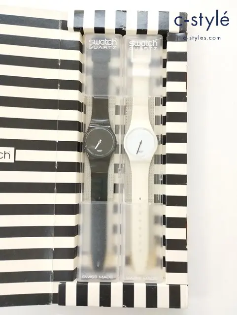 SWATCH スウォッチ 腕時計 ブラック ホワイト GZS10 クォーツ式