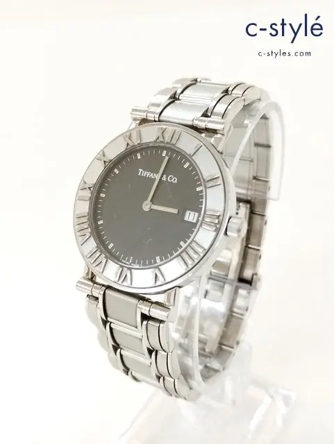 TIFFANY & Co ティファニー 腕時計 ブラック×シルバー Atlas 9N0297217 クォーツ式