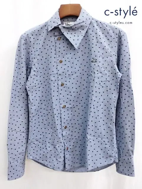 Vivienne Westwood MAN ヴィヴィアンウエストウッドマン 長袖シャツ 44 パープル系 ハート柄 綿100%