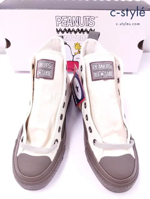 CONVERSE コンバース スニーカー 22.5cm クリーム×ブラウン ALL STAR R PEANUTS BS HI レディース
