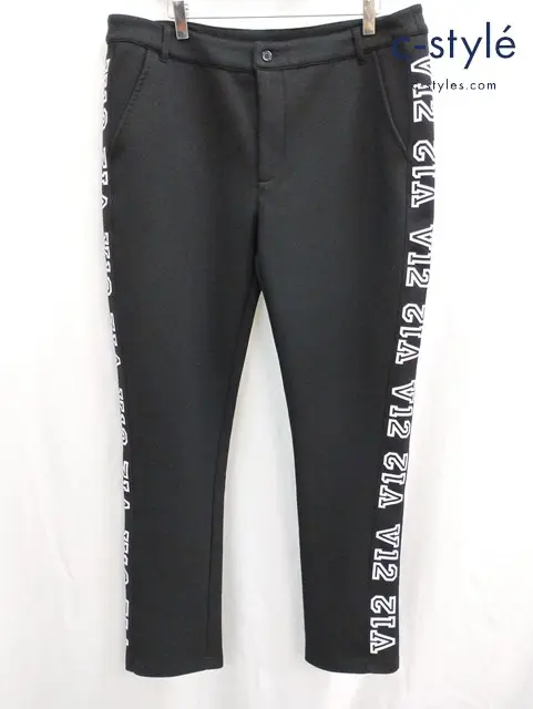 V12 ヴィトゥエルヴ パンツ XXL ブラック SIDE LOGO PANTS V122120-PN07