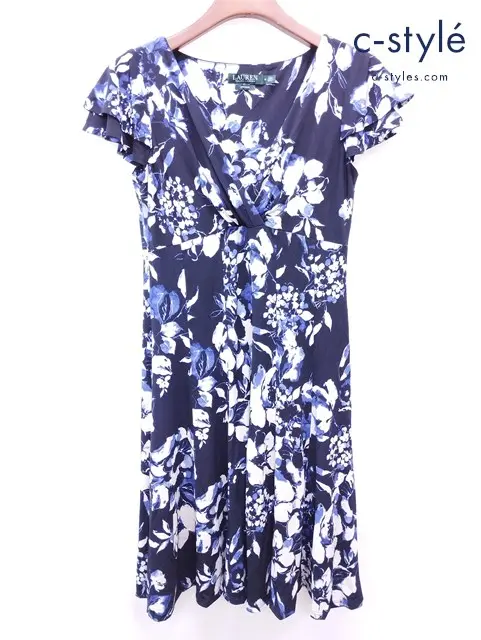 LAUREN RALPH LAUREN ローレンラルフローレン ワンピース 8 ネイビー系 花柄 ドレス レディース