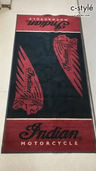 Indian MOTORCYCLE インディアンモーターサイクル ガレージ用パーキングマット レッド/ブラック 約264 x 133