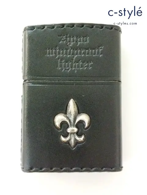 ZIPPO ジッポー オイルライター 革巻き ユリ 百合 紋章 ブラック 2000年 喫煙具 嗜好品