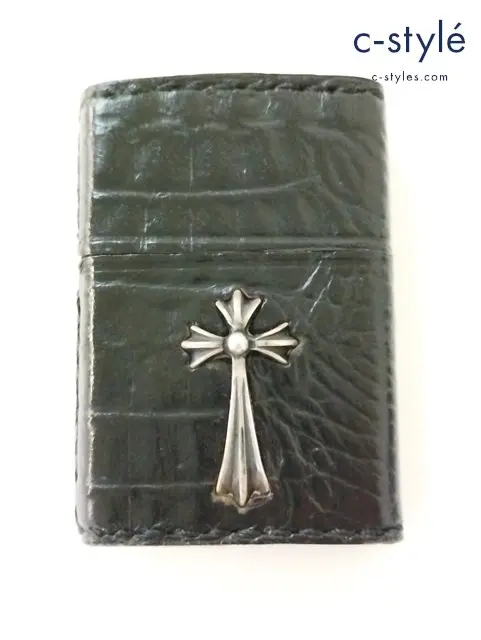 ZIPPO ジッポー オイルライター 革巻き クロス クロコ型押 ブラック 2000年 喫煙具 嗜好品