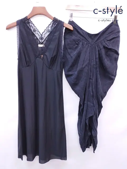 SHARE SPIRIT シェアースピリット タンクトップワンピース スカート 36 ブラック レース レディース