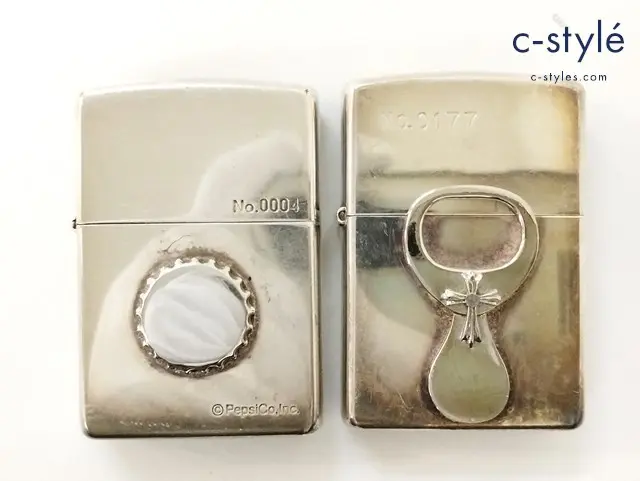 ZIPPO ジッポー オイルライター PEPSI 王冠メタル 2002年 プルタグ クロスメタル貼り 2001年 計2点