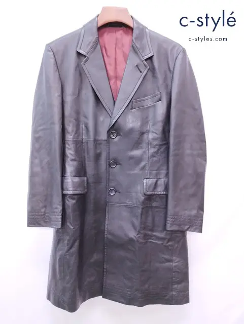 Paul Smith ポールスミス レザーチェスターコート L ブラック 羊革 PL-MN-38093