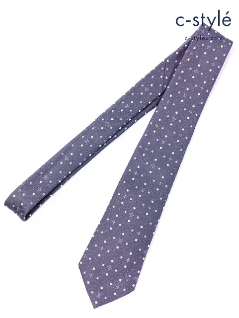 LOUIS VUITTON ルイヴィトン ネクタイ ブラック系 ドット柄 シルク100% イタリア製