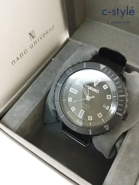 SEIKO×nano universe セイコー×ナノユニバース 腕時計 ブラック 4R35-00Y0 自動巻き