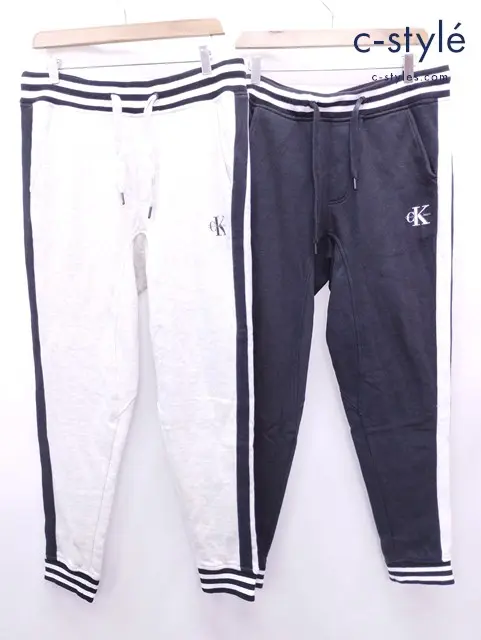 Calvin Klein Jeans カルバンクラインジーンズ サイドラインスウェットパンツ M ブラック グレー系 10664