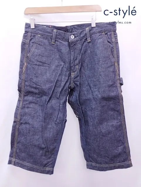 桃太郎ジーンズ MOMOTARO JEANS デニムパンツ W32 インディゴ 特濃デニムクロップドパンツ P128-EN
