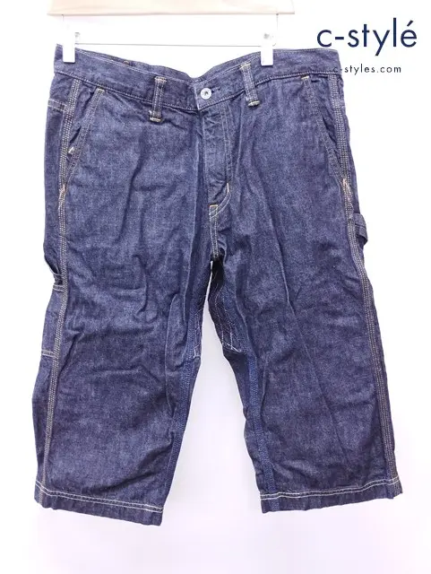 桃太郎ジーンズ MOMOTARO JEANS デニムパンツ W34 インディゴ 特濃デニムクロップドパンツ P128-EN