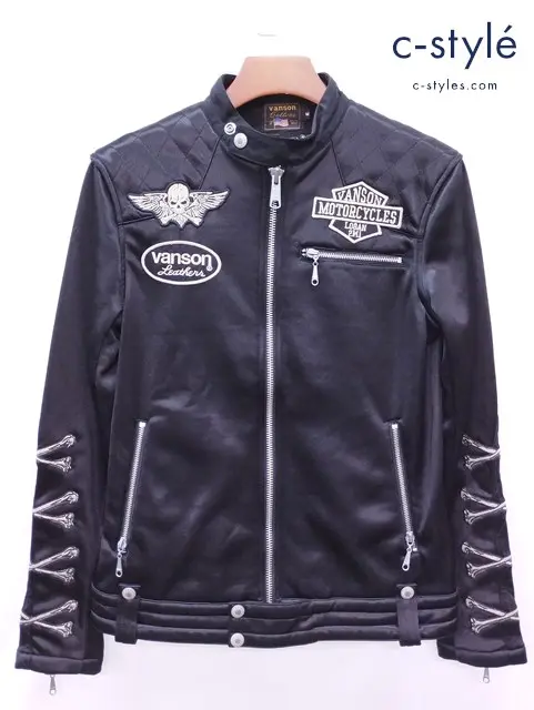 VANSON バンソン ライダースジャケット M ブラック クロスボーン スカル NVSZ-805