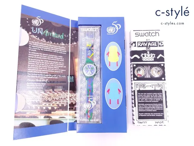 SWATCH スウォッチ 腕時計 クォーツ 国連50周年記念 / RAVAGE GB159 / GB158