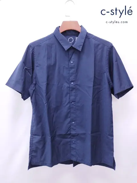 山と道 alpha anorak アルファアノラック シャツ M ネイビー ウール100% 半袖 日本製