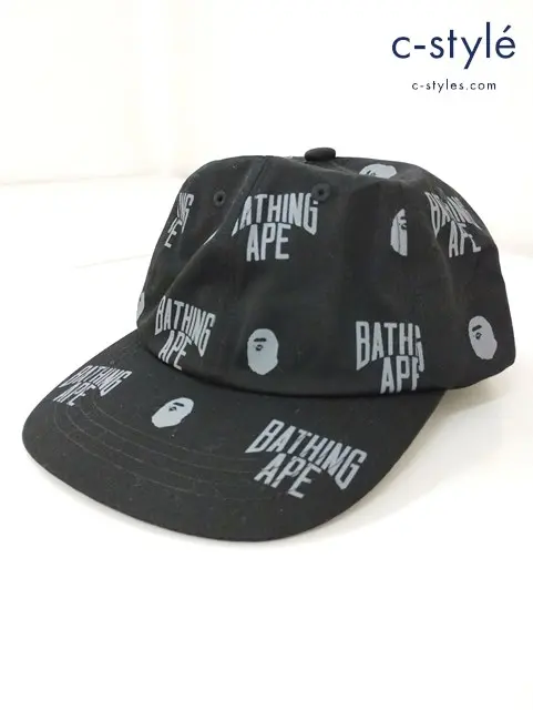 A BATHING APE アベイシングエイプ モノグラムパネルキャップ FREE ブラック 001CPD801009X