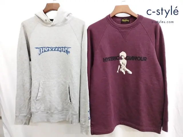 HYSTERIC GLAMOUR ヒステリックグラマー スウェット トレーナー ワインレッド系 パーカー グレー FREE グレー