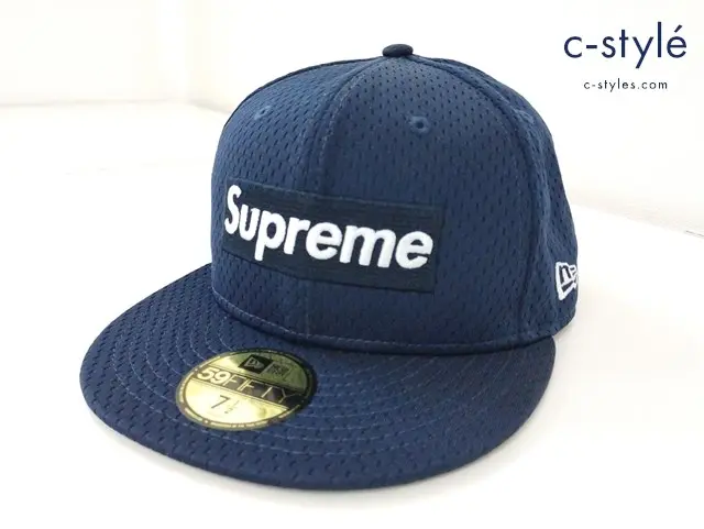 Supreme×NEW ERA キャップ 7 1/2 59.6cm ネイビー 59FIFTY MESH BOX LOGO CAP WORLD FAMOUS 2018