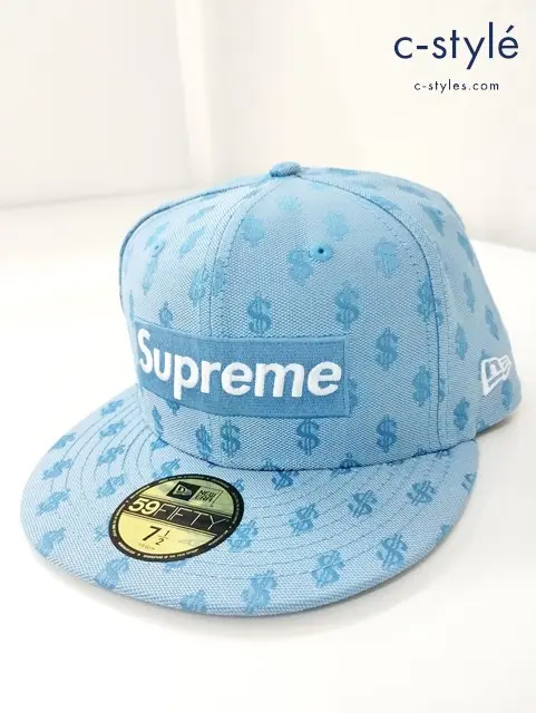 Supreme×NEW ERA キャップ 7・1/2 59.6cm ブルー 59FIFTY 18SS MONOGRAM BOX LOGO CAP