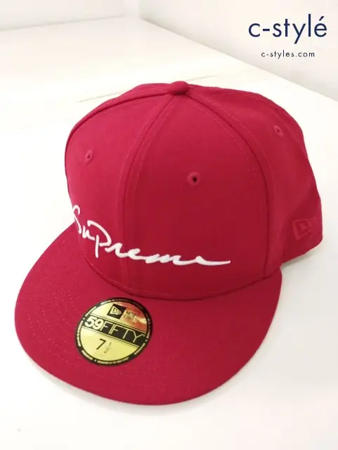 Supreme×NEW ERA キャップ 7・1/2 59.6cm レッド 59FIFTY 18AW CLASSIC SCRIPT BOX LOGO CAP