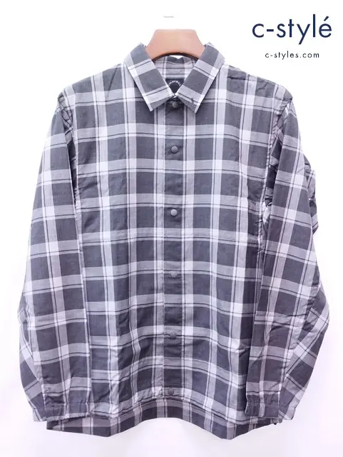山と道 alpha anorak アルファアノラック シャツ S グレー系 チェック柄 長袖 日本製