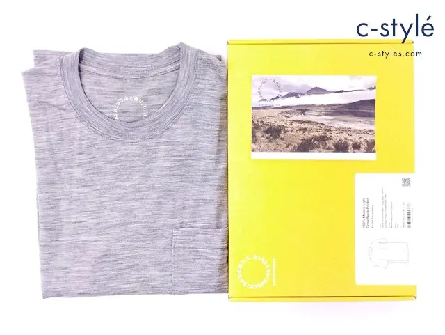 山と道 alpha anorak アルファアノラック Tシャツ M グレー 日本製 半袖 MERINO LIGHT CREW NECK POCKET