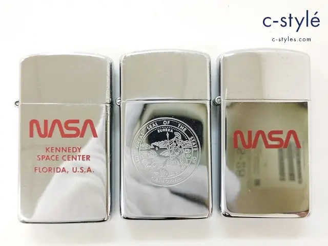 ZIPPO ジッポー オイルライター Slim スリム NASA CALIFORNIA FLORIDA U.S.A. 1987 1989 1990 計3点